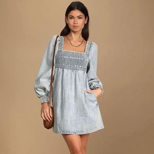 Lulus Smocked Denim Dress